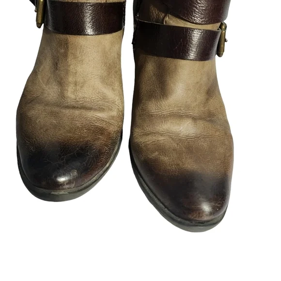 Martina Buraro Italy Leather Ankle Boots Harness Distressed Fleece Lined Heel - Picture 5 of 7